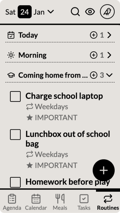 Routines view